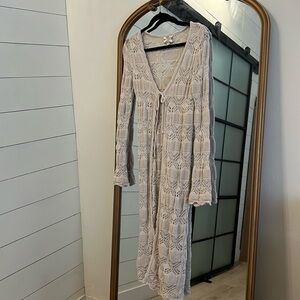 Hippie Rose Crochet Long Cardigan
